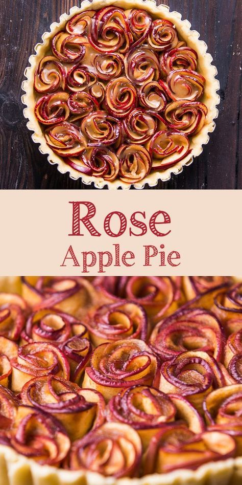 Apple Pie Beautiful, Apple Pie In A Apple, Rose Apple Pie Recipe, Pretty Pie Recipes, Apple Rose Tart Recipe, Rose Apple Tart Recipe, Apple Pie Rose, Apple Rose Dessert, Beautiful Apple Pie