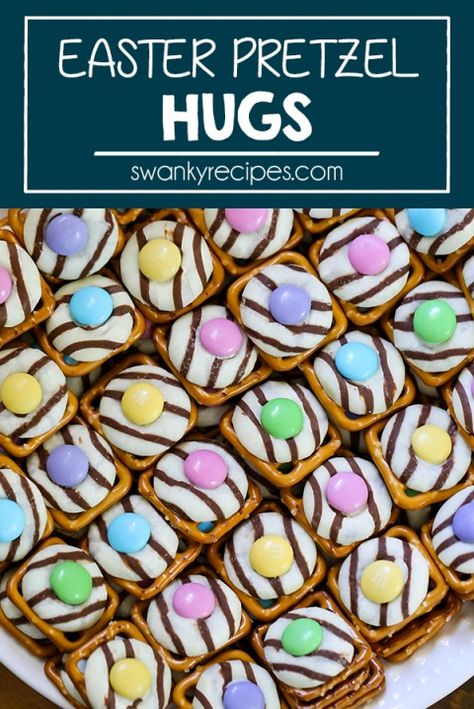 Pretzel Hugs, Pretzel Chocolate Bites, Easter Pretzel, Easter Deserts, Easter Foods, Easter Snacks, Easter Sweets, Cookie Table, Easter Desserts Recipes