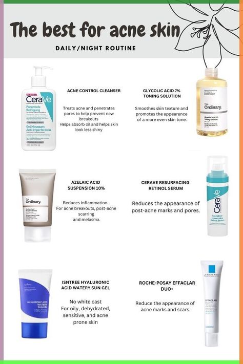 Acne Skincare Acne Skin Routine, Acne Prone Skin Care Routine, Acne Prone Skin Care, Products For Acne, Skin Care Basics, Skin Advice, Basic Skin Care, Clear Healthy Skin, Face Skin Care Routine