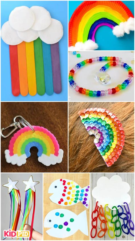 Colorful Rainbow Crafts for Kids Rainbow Art And Craft For Preschool, Bible Rainbow Craft, Rainbow Crafts For Kindergarten, Colorful Crafts For Kids, Toddler Rainbow Craft, Rainbow Kids Craft, Preschool Rainbow Crafts, Colours Activity For Preschool, Rainbow Crafts For Toddlers