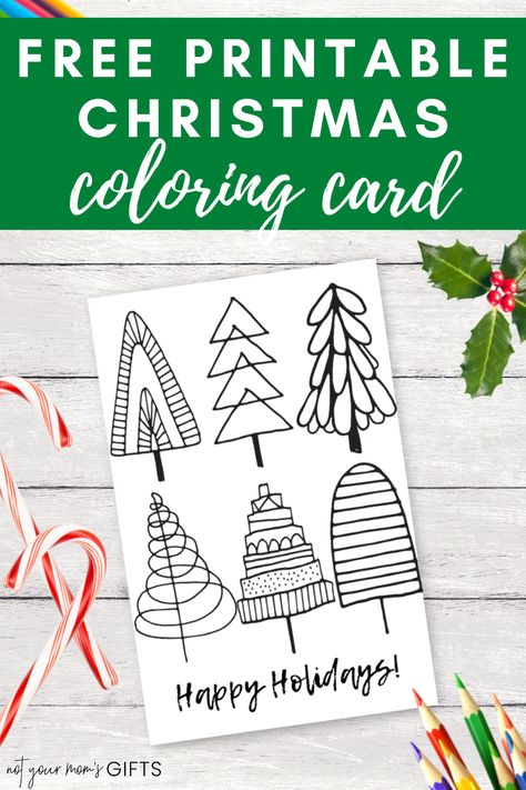 Not only does this FREE coloring card help you save money on your Christmas cards this year, but it’s also a great way to get yourself in the holiday spirit! Just print this Christmas Card to Color Free Printable & fold in half! | Christmas card coloring free printable | Christmas card coloring pages | free printable Christmas cards to color | free Christmas coloring pages | free Christmas card coloring pages | free Christmas card coloring printables | adult coloring cards | notyourmomsgifts.com Blank Christmas Cards Free Printable, Christmas Cards To Color Free Printable, Christmas Coloring Cards Free Printables, Coloring Christmas Cards Printable, Printable Christmas Cards To Color, Christmas Card Coloring Free Printable, Christmas Card Printable Free, Printable Christmas Cards Templates, Christmas Cards Printable Free