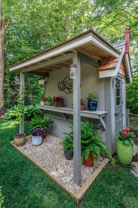 Hill Winds Remodel - Farmhouse - Shed - Charlotte - by VPC Builders, LLC | Houzz Small Garden Shed Ideas, Potting Shed Ideas, Sheds Ideas Backyard, Farmhouse Sheds, He Shed, Small Garden Shed, Rustic Shed, Country Cottage Garden, Garden Organization