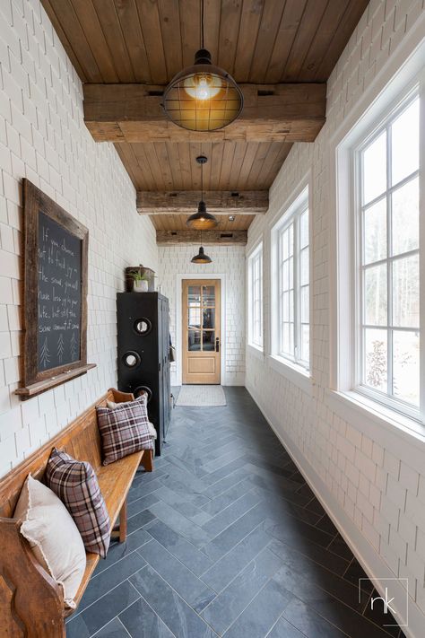 Mudroom Flooring, Taupe Walls, Mud Rooms, Mudroom Design, Hall Design, Laundry Mud Room, Entry Hall, Mud Room, Style At Home