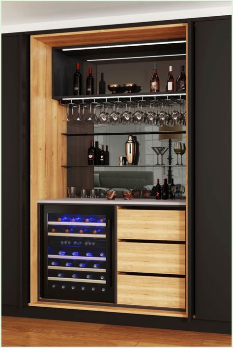 [AffiliateLink] 90 Incredible Modern Bar Cabinets For Home Guides You Never Thought Of Today #modernbarcabinetsforhome Modern Bar Cabinets For Home, Coffee Bar Built In, Mini Bar At Home, Home Wine Bar, Modern Bar Cabinet, Home Bar Cabinet, Bar Mini, Modern Home Bar, Home Bar Rooms