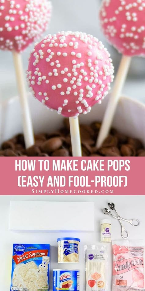 Learn how to make cake pops right at home! This easy and fool-proof cake pop recipe is guaranteed to come out perfect every time! These delicious candy-coated cake balls make a great party favor for just about any gathering. Making Cake Pops, Cake Pop Recipe Easy, Diy Cake Pops, Make Cake Pops, Cake Ball Recipes, Cake Pops How To Make, Cake Pop Sticks, Making Cake, Cake Pop Recipe