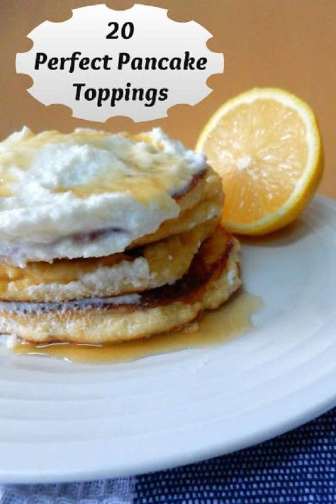 20 Perfect Pancake Toppings Ideas – a list of healthy sweet and savory topping foods (other than syrup) that are perfect for a pancake bar or lazy morning pancakes. Pancake Toppings Healthy, Pancake Bar, Breakfast On A Budget, Grain Free Pancakes, Morning Pancakes, Almond Pancakes, Pancake Toppings, Homemade Nutella, Perfect Pancakes