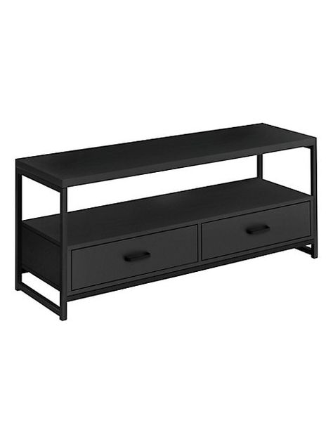 Tv Stand 48 Black Furniture Tv Stand, Black Tv Stands, Black Tv Console, Bedroom Laminate, Tv Stand Black, Metal Tv Stand, Industrial Tv Stand, Media Entertainment Center, Black Tv Stand