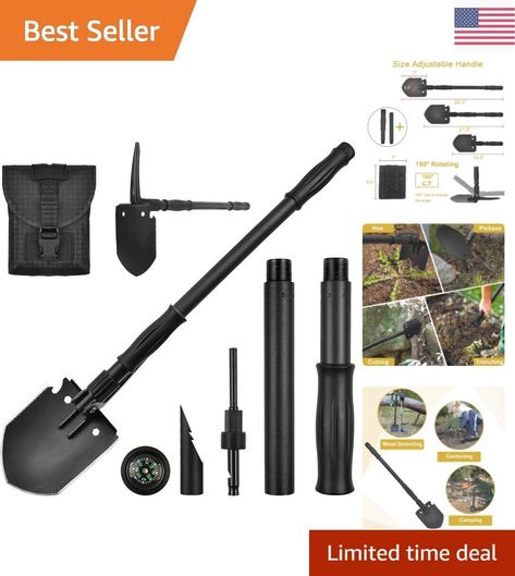 Multitool Tactical Survival Shovel - Heavy-Duty High Carbon Steel - 28.3'' Survival Shovel, Tactical Shovel, Tactical Survival, Outdoor Tools, Don't Settle, Zombie Apocalypse, High Carbon Steel, Shovel, Carbon Steel