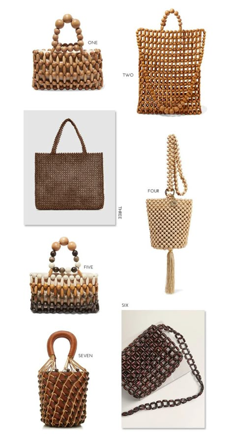 Wood Bead Bags Spring 2019 Wood Bag, Modern Handbag, Beads Bag, Hand Beaded Bag, Wooden Bag, Bead Bag, Diy Bags Patterns, Bamboo Bag, Crystal Bags