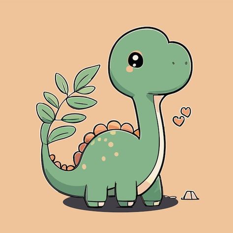 Dinasour Cute Drawings, Cute Dinosaur Drawing Kawaii, Cute Kawaii Dinosaur, Long Neck Dinosaur Drawing Cute, Cute Drawings Dinosaur, Dino Cute Drawing, Cute Dinosaur Drawing Easy, Dinosaur Cute Drawing, Dinasour Cute