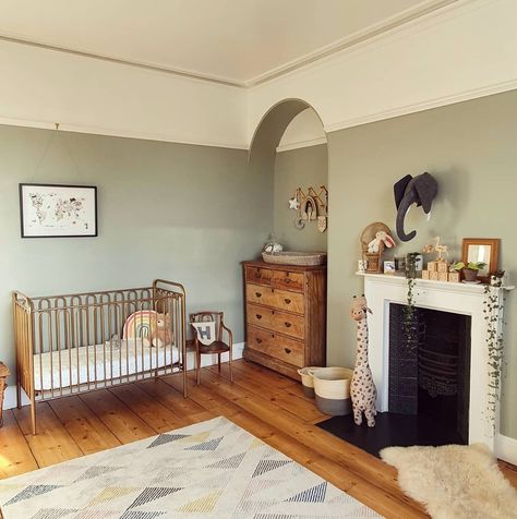 Farrow And Ball Mizzle, Playroom Paint Colors, Farrow And Ball Bedroom, Playroom Paint, Neutral Nursery Colors, Gender Neutral Nursery Colors, Cozy Cubicle, Farrow And Ball Living Room, Blob Mirror