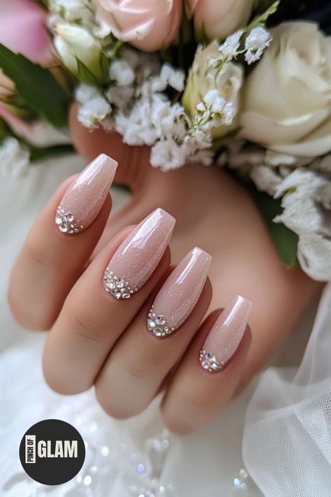 Get ready to say "I do" with the most fabulous fall wedding nails for the bride! Whether you're into classy acrylic styles or looking for trendy nail art ideas, we've got you covered. Embrace the cozy vibes of autumn with warm hues and elegant designs that will make your bridal look stand out on your special day. From glamorous metallics to delicate florals, these fall wedding nails will perfectly complement your stunning bridal ensemble. Nails For A Bride Wedding Day, Wedding Nails For Bride Coffin, Wedding Nails For Bride Elegant, Wedding Nail Inspo For Bride, Nails For Wedding The Bride, Best Wedding Nails Brides, Wedding Nail Designs For Bride, Nails For Bride Wedding Day, Bride Nails Wedding Elegant