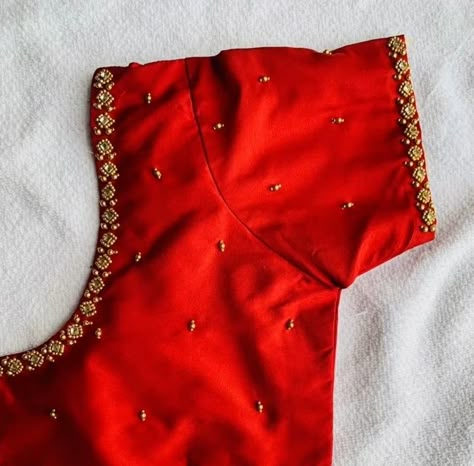 Red Blouse Design, Simple Aari Work, Blue Blouse Designs, Model Blouse Designs, Latest Bridal Blouse Designs, Aari Design, Latest Blouse Designs Pattern, Cutwork Blouse, Traditional Blouse Designs