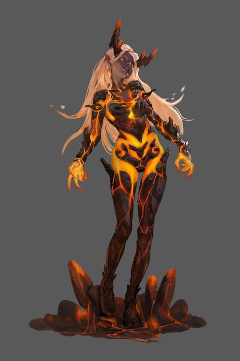 Fire Element Outfit, Genasi Character Art, Fire Oc, Villain Outfits, Fantasy Races, Dnd Art, Drawing Stuff, Dungeons And Dragons Homebrew, Comic Style