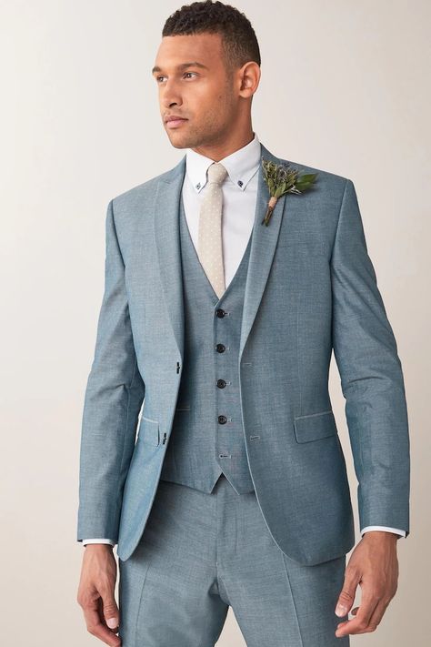 Light Blue Suit Jacket, Light Blue Suit, Suit Fit Guide, Blue Suit Jacket, Blue Suit Wedding, Light Blue Wedding, Wedding Suits Groom, Slim Fit Jackets, Groomsmen Suits