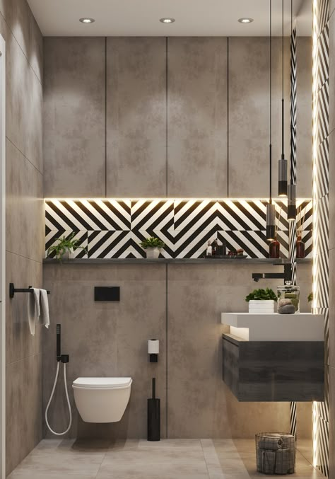 industrial wc on Behance Industrial Residential Design, Modern Washroom Design Interiors, Toilet Tiling Ideas, Toilet Design Modern Interiors, Industrial Interior Design Bathroom, Powder Toilet Design, Industrial Washroom, Washroom Design Modern, Industrial Toilet Design