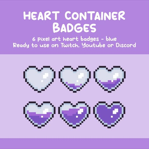 Cute badges for sub and role badges for twitch, discord or youtube. Pixel Art Emotes, Sub Badges For Twitch, Pixel Twitch Badges, Blue Pixel Art, Pixel Art Heart, Heart Pixel Art, Stream Ideas, Twitch Badges, Badge Ideas