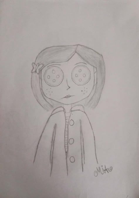 Cute Human Cartoon Drawings, How To Draw Coraline Easy, Good Drawing Ideas Sketches Easy, Halloween Drawings Coraline, Coraline Art Drawings Easy, Edward Scissorhands Sketch, Coraline Sketch Easy, Easy Draw Halloween, Coraline And Wybie Drawing