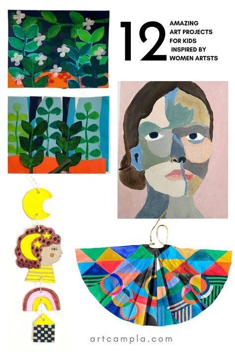 12 Amazing Art Projects for kids Inspired by Women Artists — ART CAMP Amazing Art Projects, Fun Art Projects For Kids, Fun Art Projects, Artist Project, Art Projects For Kids, Teen Art, Art Camp, Fancy Art, Art Lessons For Kids