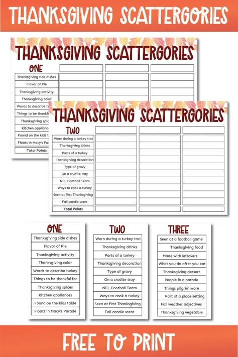 Free printable Thanksgiving Scattergories with three different category lists so you can play all night! It's the perfect Thanksgiving game! Thanksgiving Scattergories Free, Free Thanksgiving Game, Thanksgiving Game Printable, Thanksgiving Games For Family Fun Free Printable Games, Thanksgiving Crossword Free Printable, Thanksgiving Games Free Printable, Thanksgiving Games Free, Thanksgiving Games For Family Fun Free Printable, Thanksgiving Games Printable