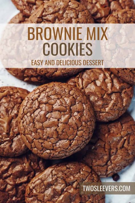 Brownie Mix Cookies | Easy Brownie Mix Cookie Recipe Gluten Free Brownie Mix Cookies, Brownie Box Mix Cookies, Cookies From Brownie Mix Recipes, Boxed Brownie Cookies, Brownie Mix Cookies Recipes, Brownie Cookies With Brownie Mix Boxes, Cookies From Brownie Mix Boxes, Box Brownie Cookies Recipes, Box Brownie Cookies