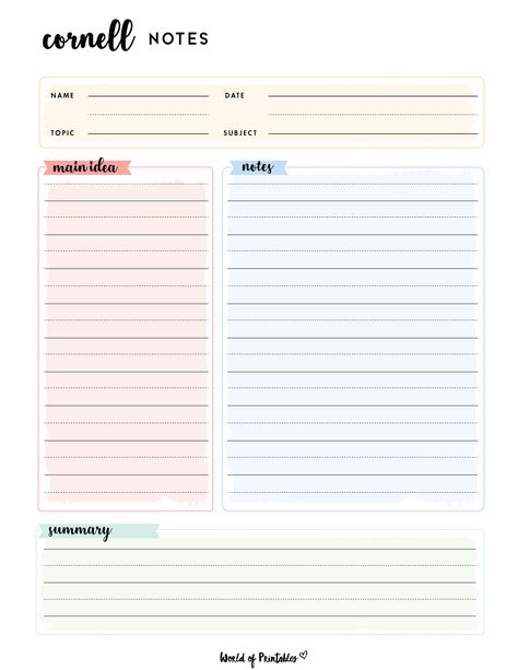 Note Taking Templates For Goodnotes, Aesthetic Note Taking Template, Good Notes Templates Journal, Effective Note Taking Templates, Notes Layout Printable, Good Notes Note Template, Aesthetic Notes Printable, Cute Cornell Notes Template, Goodnotes Cornell Notes