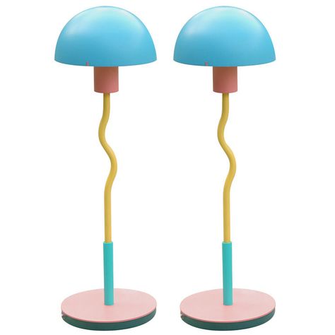 Memphis Period Pair of Table Lamps by Products of London Memphis Furniture, Postmodern Furniture, Nathalie Du Pasquier, Post Modernism, Memphis Group, Desk Lamp Design, Interior Simple, Memphis Style, Memphis Design