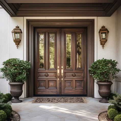 9+ Main Entrance Double Door Designs That Will Leave Your Guests in Awe • 333+ Images • [ArtFacade] Double Front Entry Doors Wood, Wooden Double Doors Entrance Front Entry, Wooden Double Door Entrance, Wooden Double Front Doors Entrance, Entrance Double Door Design, Double Door Front Entry, Modern Double Doors Entrance, Entrance Double Door, Wooden Double Front Doors