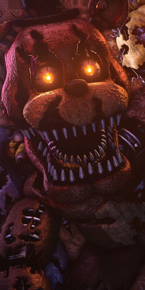 Freddy Fazbear Creepy, Freddy Fazbear Wallpaper, Freddy Fazbear Fanart, Fnaf Quiz, Five Nights At Freddy's Wallpaper, Nightmare Animatronics, Cassie Fnaf, 3d Posters, Nightmare Freddy