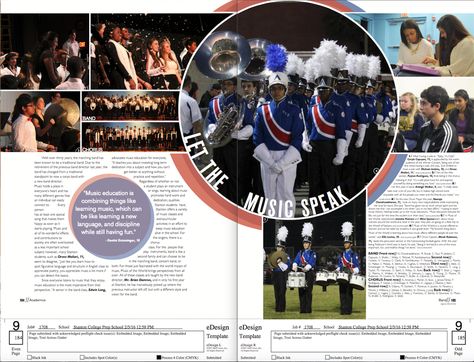 Band Page. #yearbook #layout #design #yearbooktheme #bandpage #yearbookpage Yearbook Graphic Design, Yearbook Committee, Yearbook Page Ideas, Yearbook Spread Ideas, Yearbook Design Layout, Yearbook Layout Ideas, Magazine Page Design, Yearbook Templates, Design Yearbook