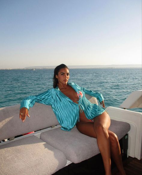 Sandra Shehab. Boat. Travel. Vacation. Ocean. Holiday. Blue Button Down. Sandra Shehab, Yacht Outfit, Mode Hippie, Vacation Mood, Vacay Outfits, On A Boat, European Summer, Summer Pictures, Vacation Outfits