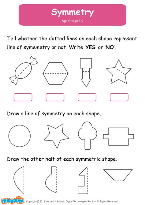 Symmetry - Math Worksheet for Kids. For more interesting maths worksheets and activities for kids, visit: http://mocomi.com/learn/maths/ Line Of Symmetry Worksheet, Reflective Symmetry, Symmetry Math, Line Of Symmetry, Symmetry Activities, Symmetry Worksheets, Geometry Worksheets, Algebra Worksheets, Shapes Worksheets