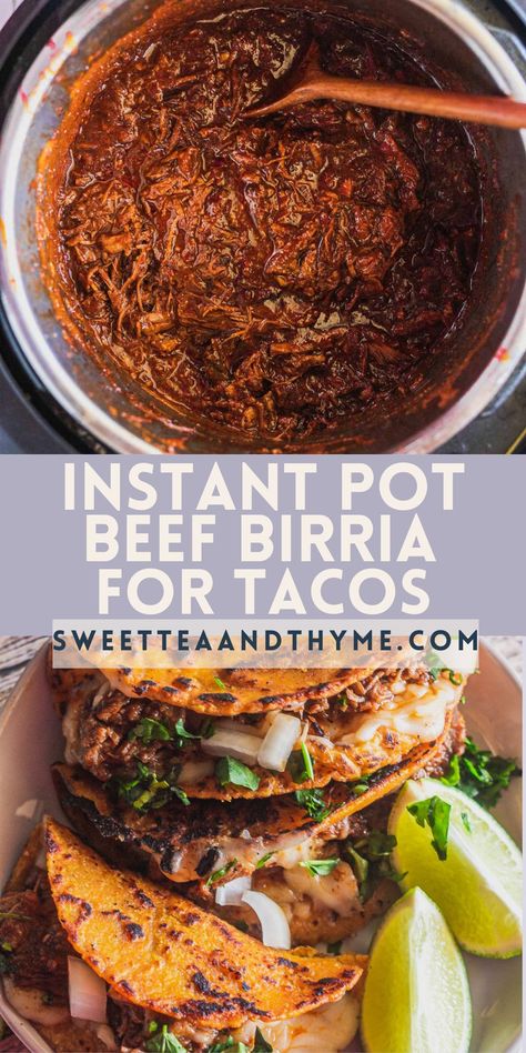 Birria Instant Pot, Unique Thanksgiving Dinner Ideas, Birria Recipes, Instant Pot Birria Tacos, Instant Pot Birria, Birria Quesatacos, Barrio Tacos, Beef Birria Recipe, Birria Recipe