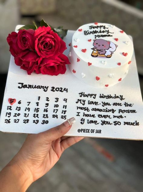 Birthday Cake Women, Decorated Birthday Cakes, Husband Birthday Decorations, Calendar Cake, Birthday Cake Simple, Simple Cake Decorating Ideas, Small Birthday Cake, Cake Women, Simple Cake Decorating