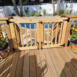 Patio Gates, Diy Dog Gate, Diy Gate, Deck Gate, Porch Gate, Vinyl Deck, Pet Gates, Pool Gate, Wood Gate