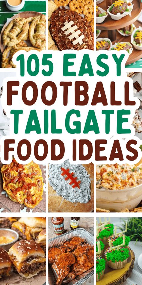 Easy tailgate food ideas! Fun football party foods like easy appetizers, snacks, and finger foods, plus tailgate dinner, lunch, and dessert ideas for a crowd - at home or for travel! Football appetizers easy finger foods, tailgate food crockpot, tailgate food grill, make ahead game day food, football sunday food, make ahead tailgate food ideas, football game snacks, tailgating party food, football game food, breakfast tailgate food, football tailgate food ideas, tailgate desserts, tailgate menu. Fantasy Draft Party Food, Fantasy Football Draft Party Food, Tailgate Food Grill, Tailgate Food Crockpot, Make Ahead Tailgate Food, Football Themed Appetizers, Party Food Entrees, Football Tailgate Food Ideas, Football Appetizers Easy Finger Foods