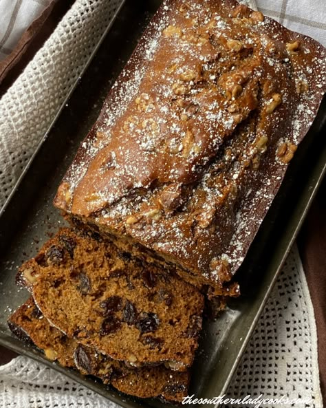 Old Fashioned Raisin Cake Loaf Pan Cakes, Rum And Raisin Cake, Raisin Cake, Ice Cream Pudding, Raisin Recipes, The Southern Lady Cooks, Southern Lady Cooks, Dessert Breads, Crockpot Dessert Recipes