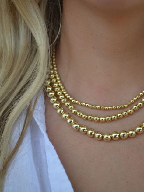 You can't get just one of the Gold Ball and Chain Necklace! Style them as pictured and grab all three sizes ✨ Gold Ball Chain Designs, Gold Ball Chain, Ball And Chain, Gold Necklace Designs, Ball Chain, Necklace Designs, The Gold, Chain Necklace, Gold Necklace