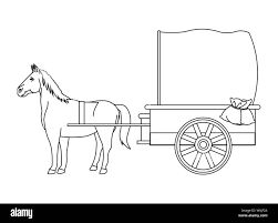 Wagon Drawing, Sketches Of Horses, Town Mural, Horse Wagon, Horse Cart, Horse Drawn Wagon, Old Wagons, Horse Sketch, Black And White Vector