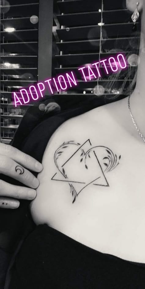 Mom And Daughter Tattoos Adopted, Adopted Daughter Tattoos, Adoption Logo Tattoo, Adoption Symbol Tattoo Ideas, Tattoos For Adoption, Adoption Tattoos For Moms, Birth Mother Tattoo Adoption, Foster Parent Tattoo Ideas, Adoption Symbol Tattoo With Flowers