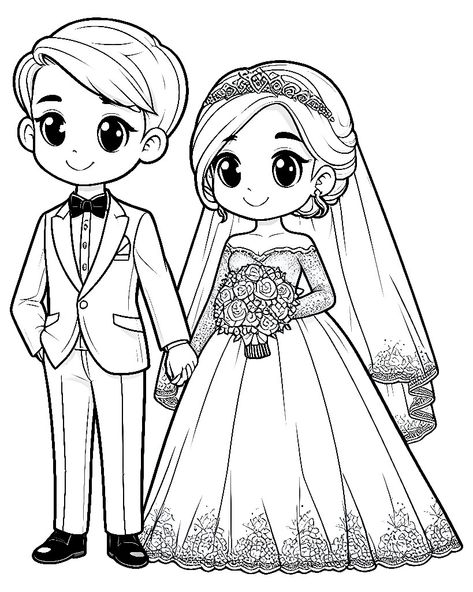 Wedding Doodles Couple, Bride And Groom Coloring Pages, French Stencil Patterns, Groom Sketch, Engagement Clipart, Couple Mehndi, Best Workout For Women, Bride Clipart, Kids Table Wedding