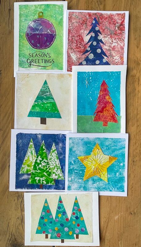 Gelli Print Christmas Cards, Lino Art Ideas, Gelli Plate Cards, Christmas Cards Easy, Birthday Card Art, Gel Plates, Christmas Handmade Cards, Gelli Plate Techniques, I Lost Myself