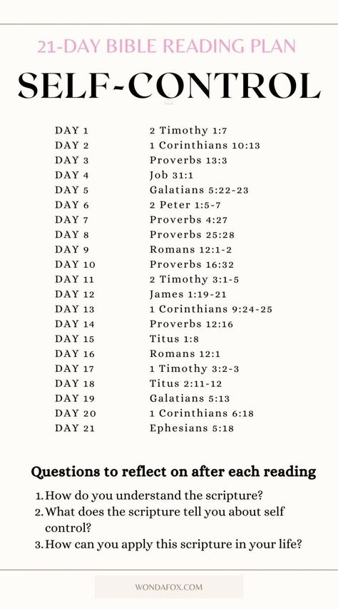 Self Discipline Scripture, Scripture To Read While Fasting, Nightly Bible Reading, Bible Chapters To Read In The Morning, How To Pray With Scripture, Self Control Books, Bible Verse About Self Control, Bible Study Plans For Beginners Reading, 30 Day Bible Reading Plan For Beginners