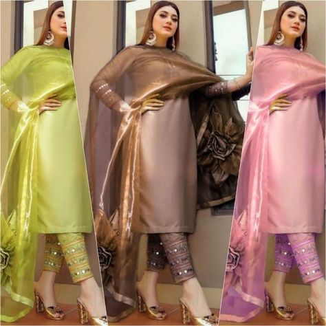 Silk Dress Designs Pakistani, Organza Kurti Designs Latest Pakistani, Organza Dress Designs Pakistani, Organza Suit Designs Latest, Tissue Dress Designs, Pakistani Organza Suits, Organza Kurti Designs Latest, Organza Kurti Designs, New Party Wear Dress