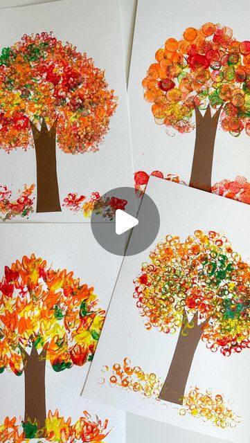 Autumn Painting For Toddlers, Fall Painting Ideas Toddlers, Its Fall Yall Craft, Fall Painting Preschool, Easy Toddler Fall Crafts, Fall Tree Painting For Kids, Autumn Activity Preschool, Autumn Art Activities For Kids, Autumn Activity For Kids