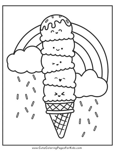 Colorsheets For Kids, Pictures To Draw For Kids, Ice Cream Crafts For Kids, Summer Coloring, Coloring Ice Cream, Rainbows Coloring Pages, Ice Cream Cone Coloring Page, I’ve Cream Coloring Page, Rainbow Drawing