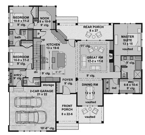 First Floor from houseplansandmore.com Expandable House Plans, Modern Farmhouse Decorating, House Plan Modern, Bedroom Seating Area, Farmhouse Decorating Ideas, One Story House, Murphy Bed Plans, Lake Oconee, House Plans One Story