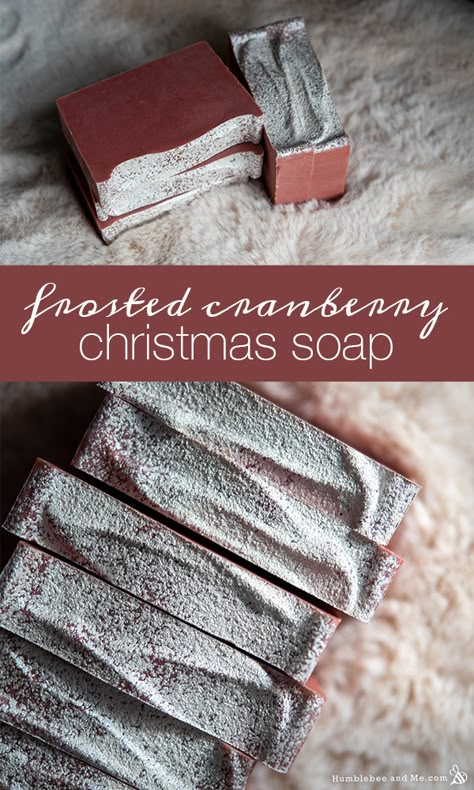 Cranberry Cold Process Soap, Christmas Cold Process Soap Recipes, Cranberry Soap Recipe, Hot Process Christmas Soap Recipes, Natural Christmas Soap, Holiday Soap Recipes, Winter Soap Scents, Cold Process Christmas Soap, Holiday Soap Ideas