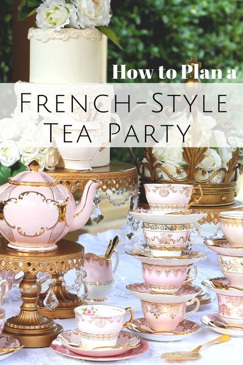 A French High Tea Party inspired by The La Belle Epoque “the Beautiful Era”of the late 1800s in France. It was the French gilded age of opulence, luxurious elegance and extravagant home-based entertaining. French High Tea, French Tea Parties, Tea Party Sandwiches, Vintage Tea Parties, English Tea Party, Wedding Tea Party, Afternoon Tea Recipes, French Tea, Bridal Tea Party