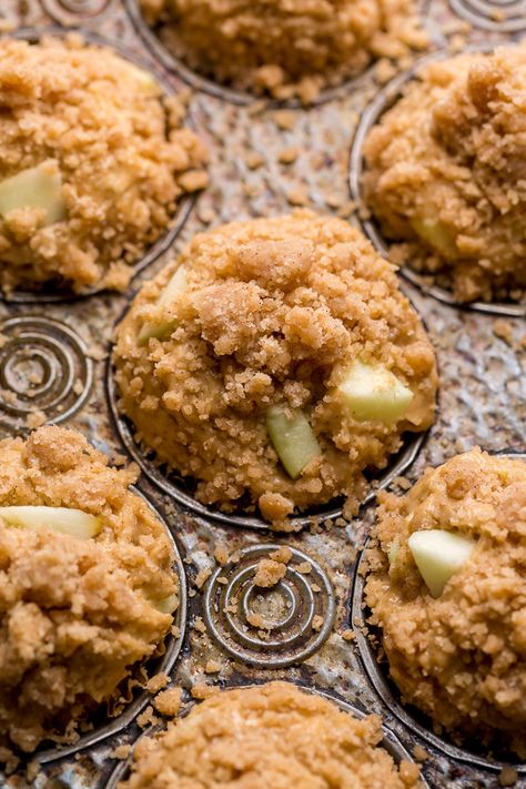 Best Apple Muffins With Crumb Topping, The Best Apple Muffins, Apple Muffins Moist, Apple Cornbread Muffins, Green Apple Muffins, Moist Apple Muffins Recipes, Spiced Apple Muffins, Baker By Nature Recipes, Apple Muffins With Fresh Apples